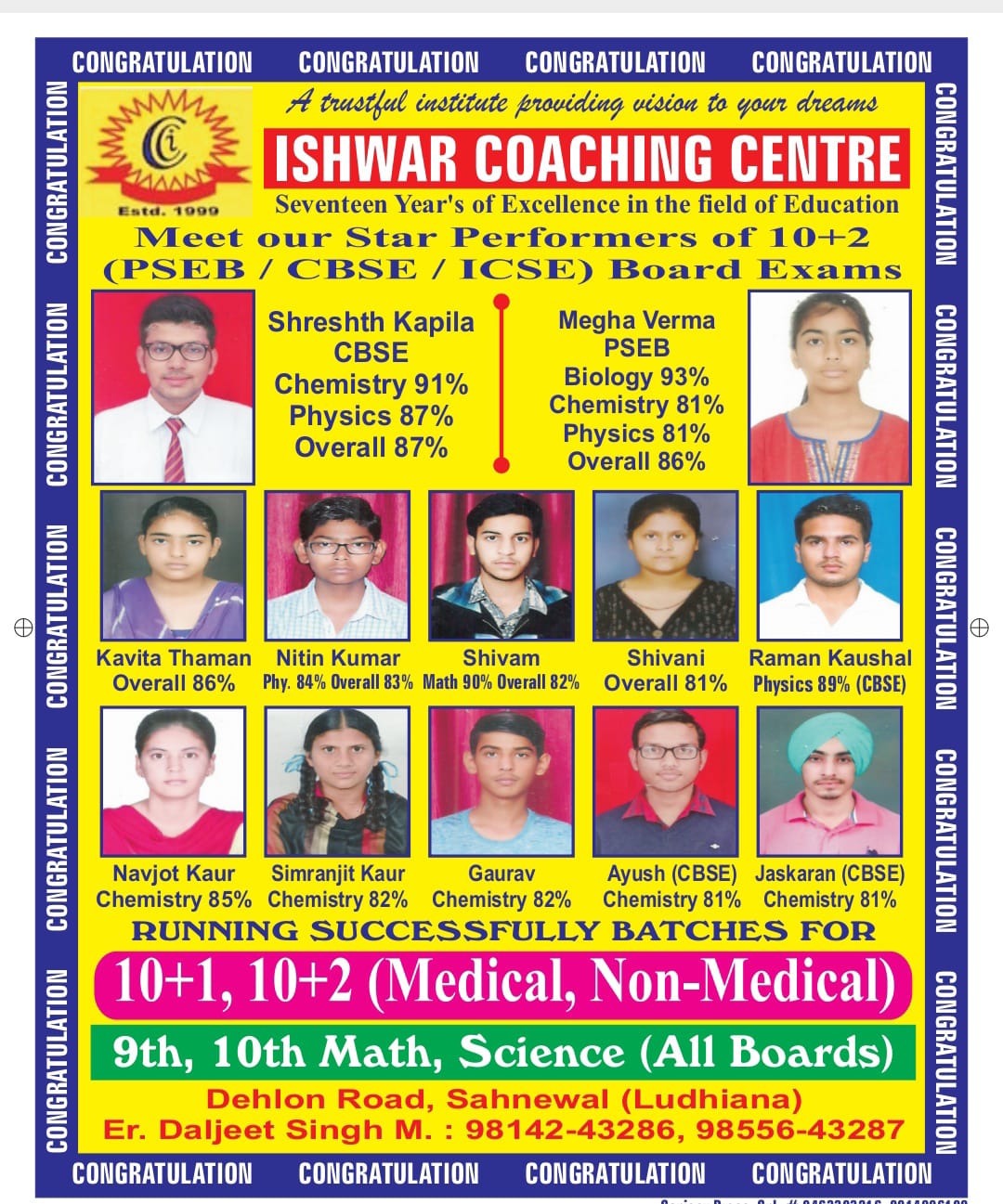 Our Institute’s Top Performers
