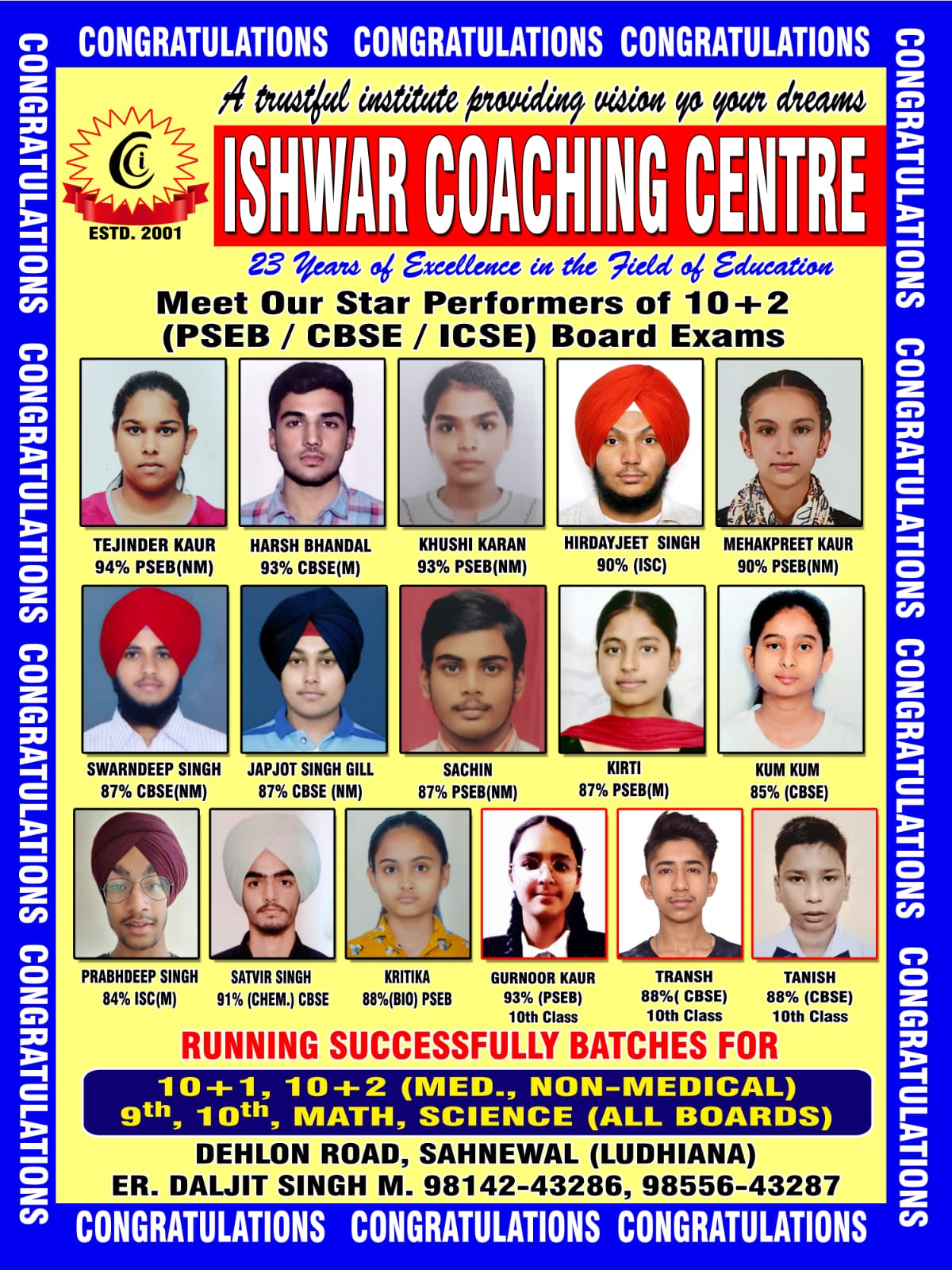 Our Institute’s Top Performers